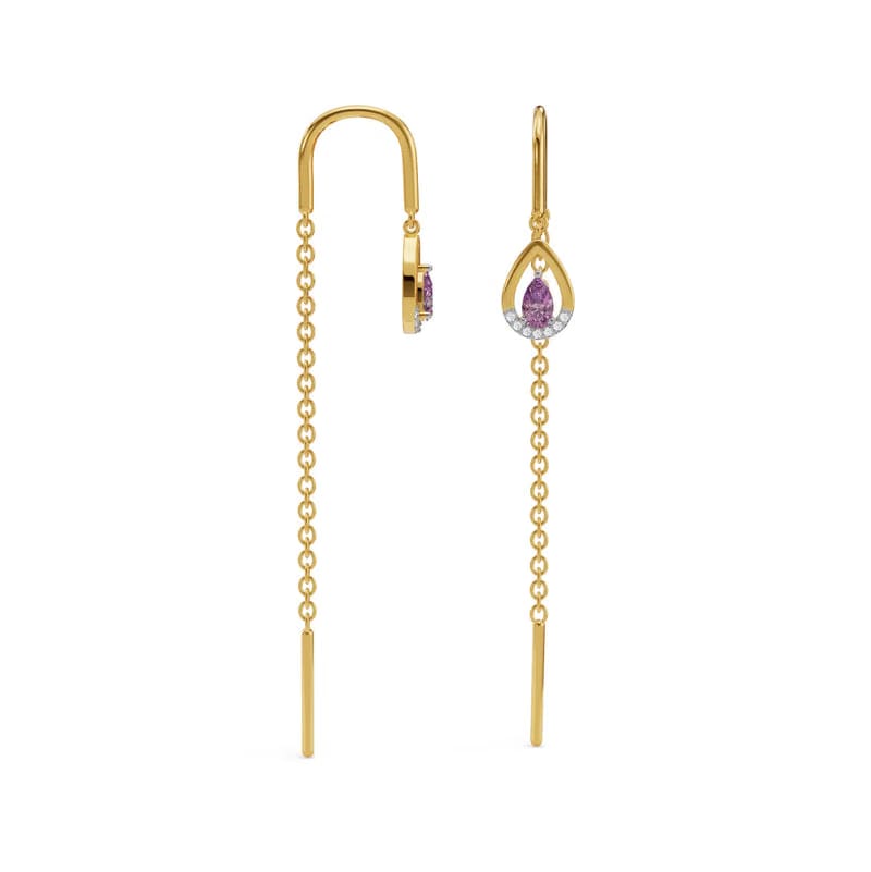 Purple Gemstone Lab Diamond Suidhaga Earrings 9KT