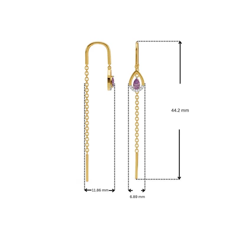 Purple Gemstone Lab Diamond Suidhaga Earrings 9KT