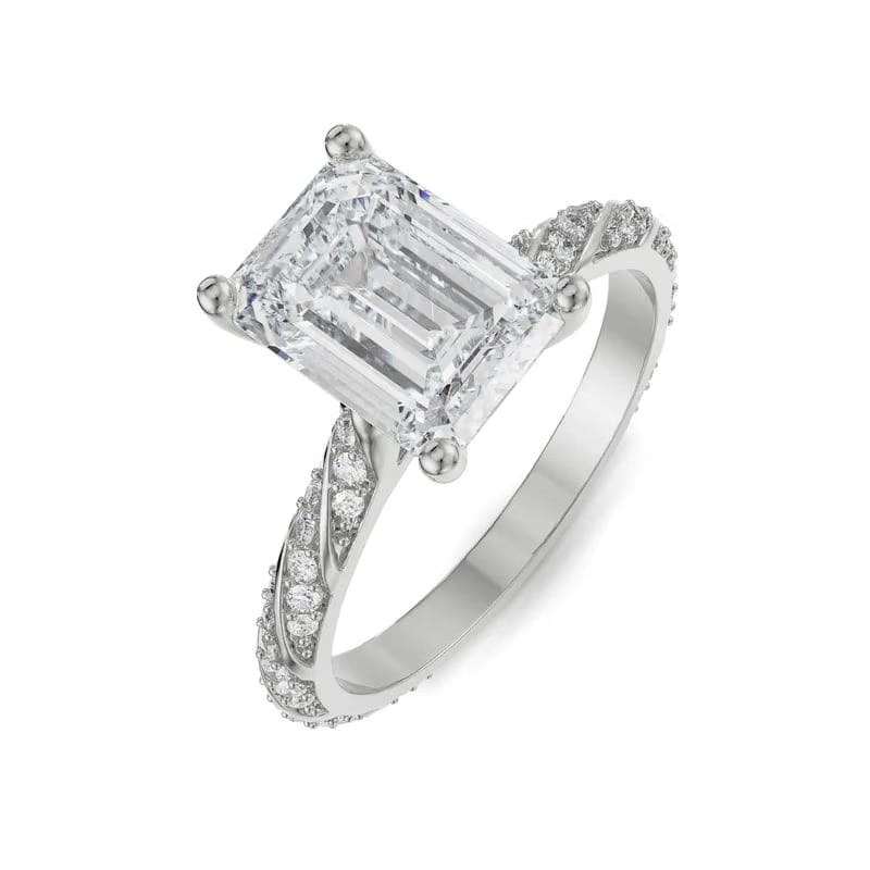 Radiant Emerald Lab Diamond Engagement Ring 9KT