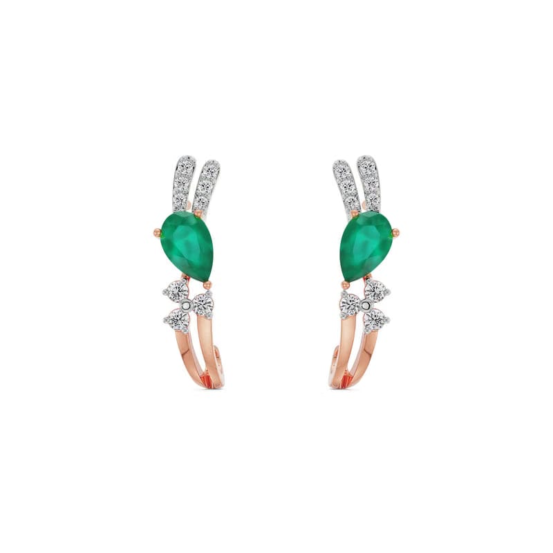 Regal Pear Emerald Lab Grown Diamond Hoops