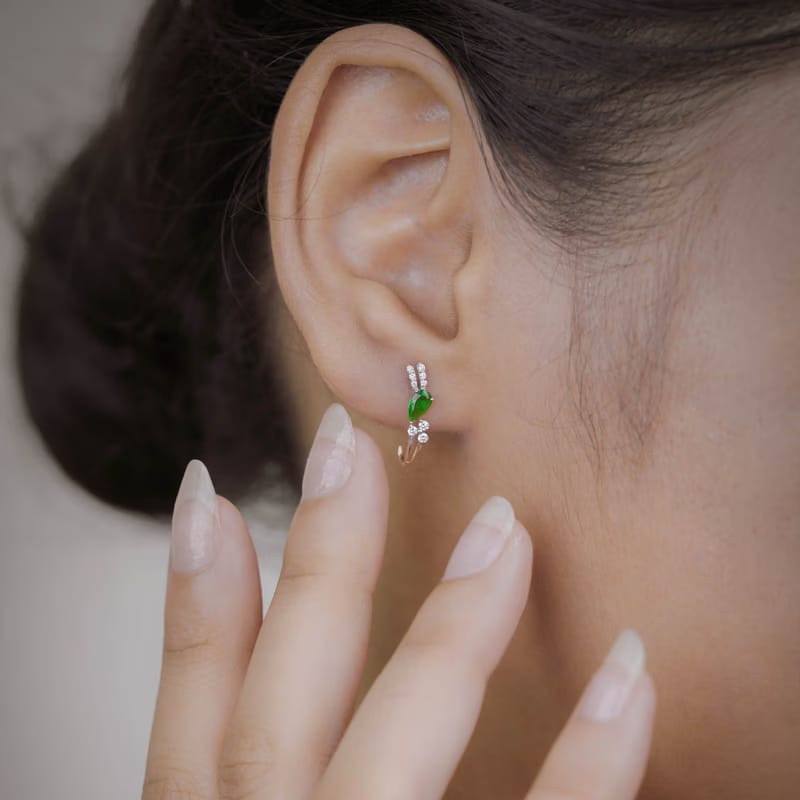 Regal Pear Emerald Lab Grown Diamond Hoops