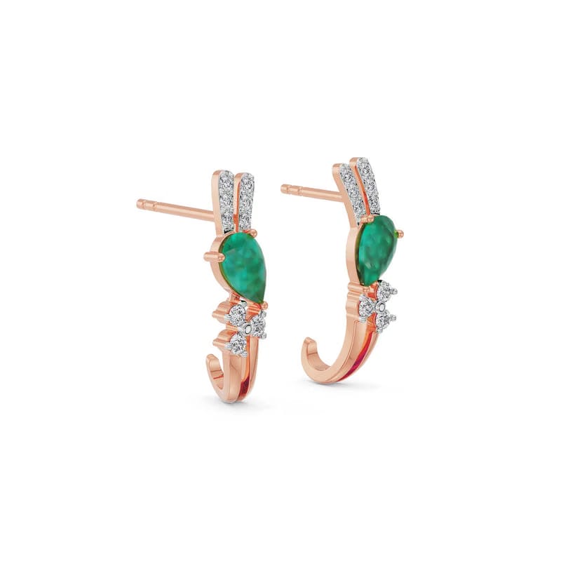 Regal Pear Emerald Lab Grown Diamond Hoops