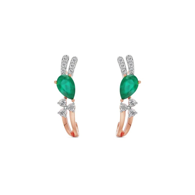 Regal Pear Emerald Lab Grown Diamond Hoops 9KT