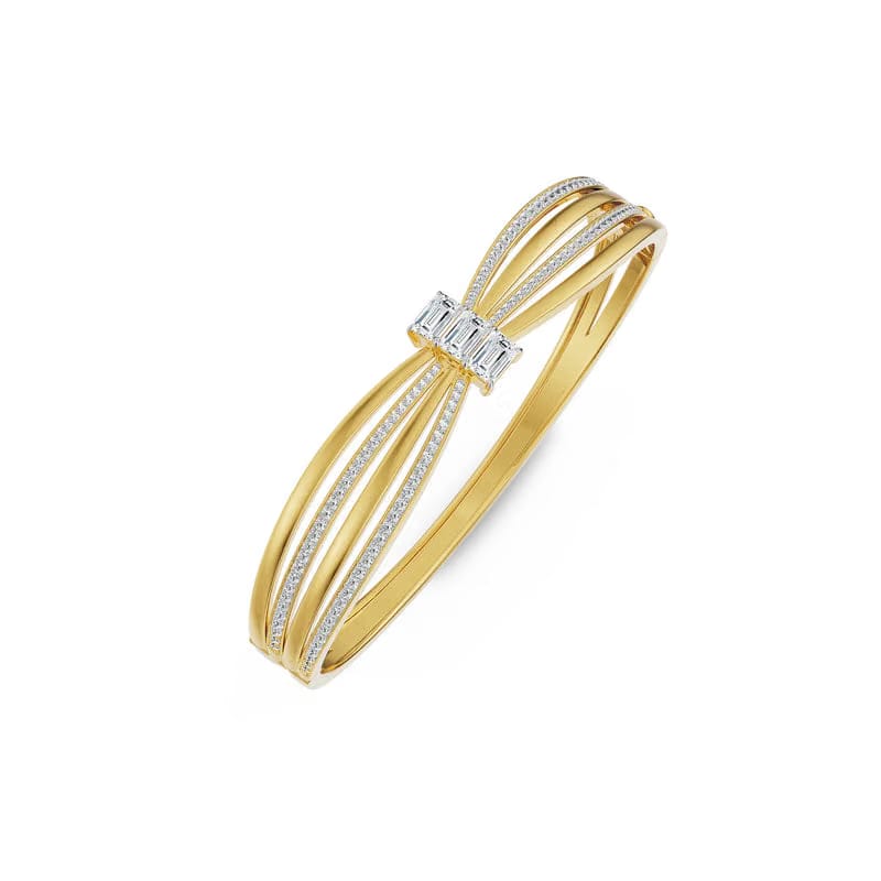 Ribbon Three Stone Lab Grown Diamond Bracelet