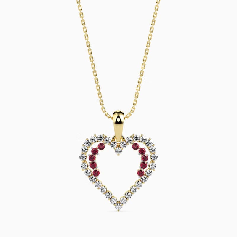 Ritzy Ruby and Lab Diamond Heart Pendant