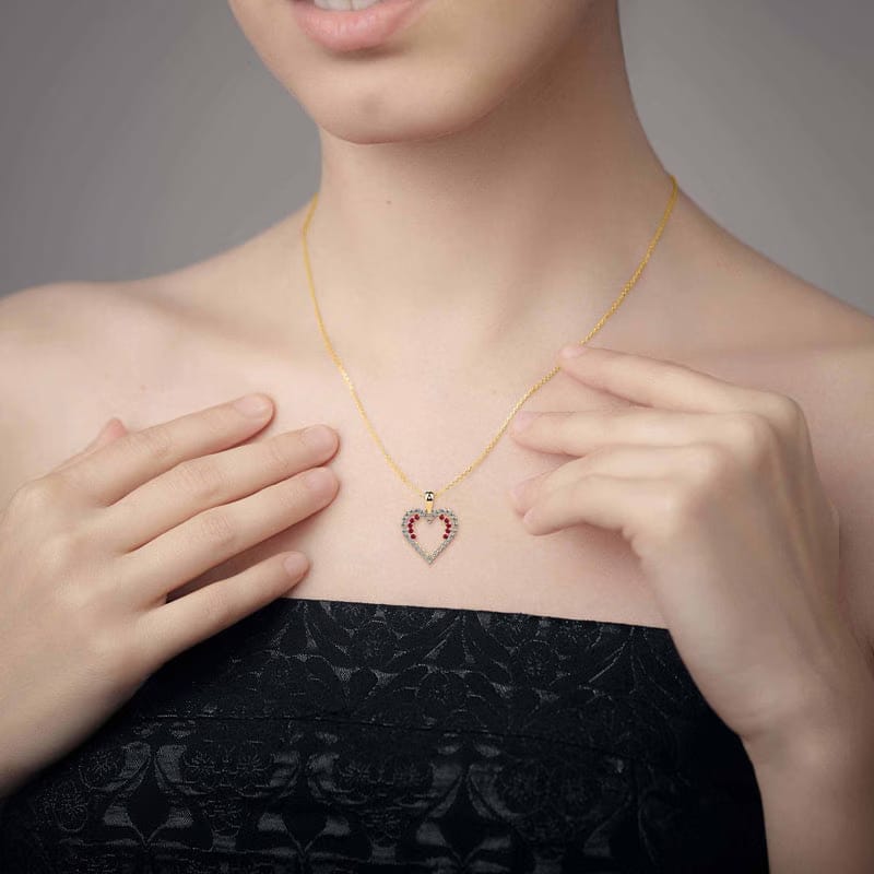 Ritzy Ruby and Lab Diamond Heart Pendant