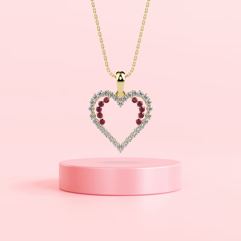 Ritzy Ruby and Lab Diamond Heart Pendant