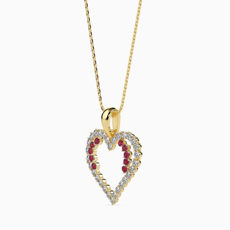 Ritzy Ruby and Lab Diamond Heart Pendant