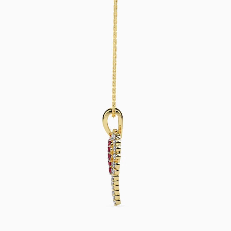 Ritzy Ruby and Lab Diamond Heart Pendant