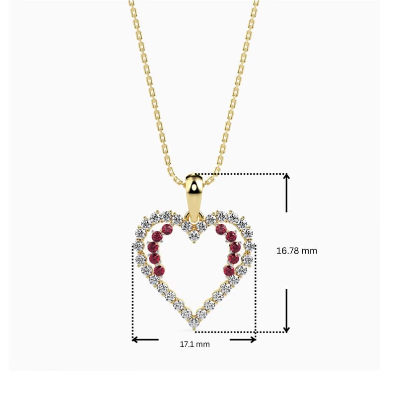 Ritzy Ruby and Lab Diamond Heart Pendant
