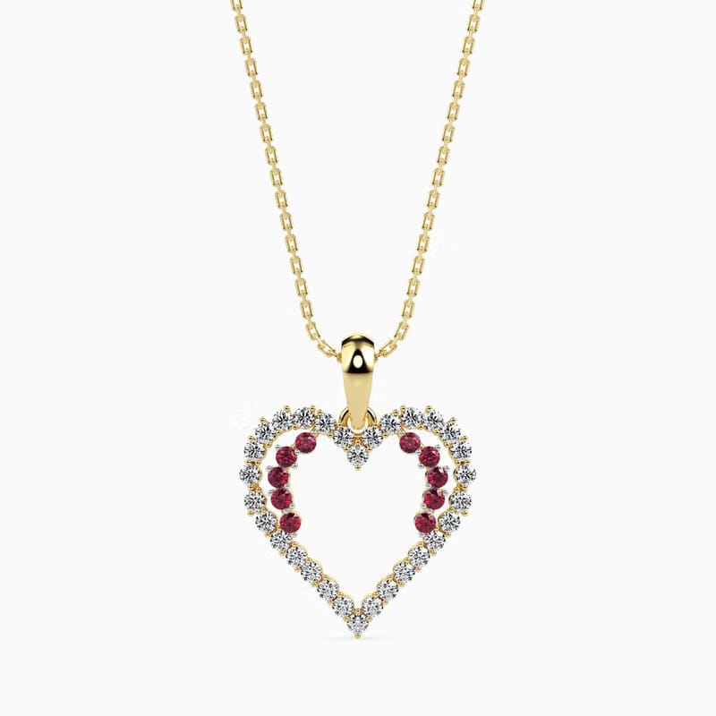 Ritzy Ruby and Lab Diamond Heart Pendant 9KT