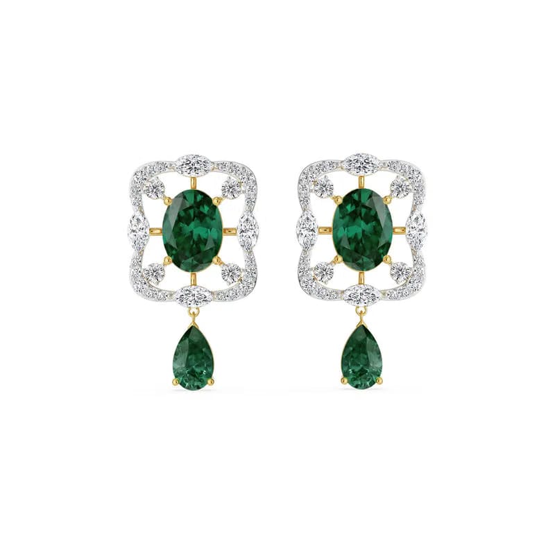 Romi Emerald Lab Grown Diamond Earrings 9KT