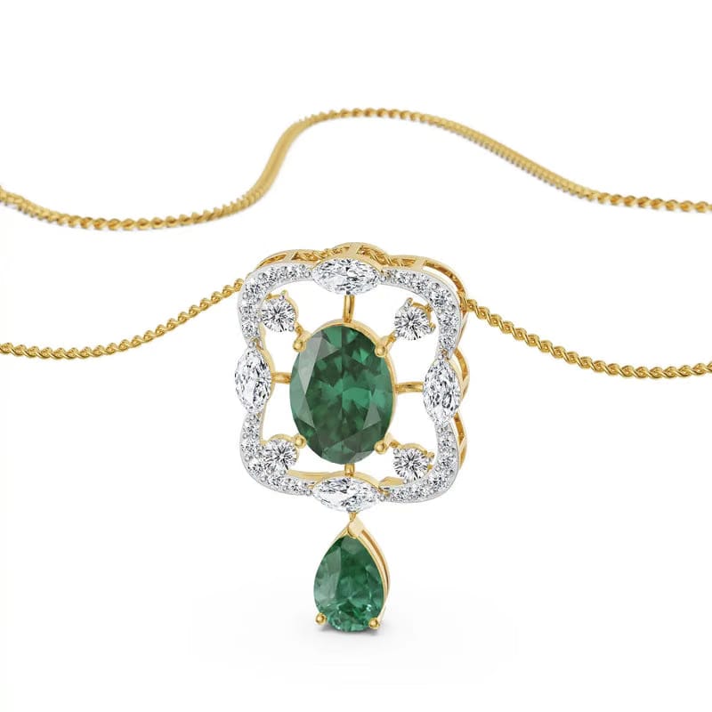 Romi Emerald Lab Grown Diamond Pendant Set