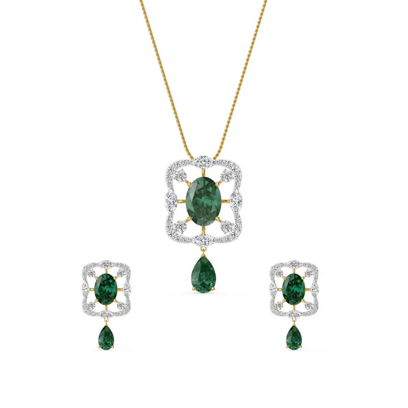 Romi Emerald Lab Grown Diamond Pendant Set 9KT