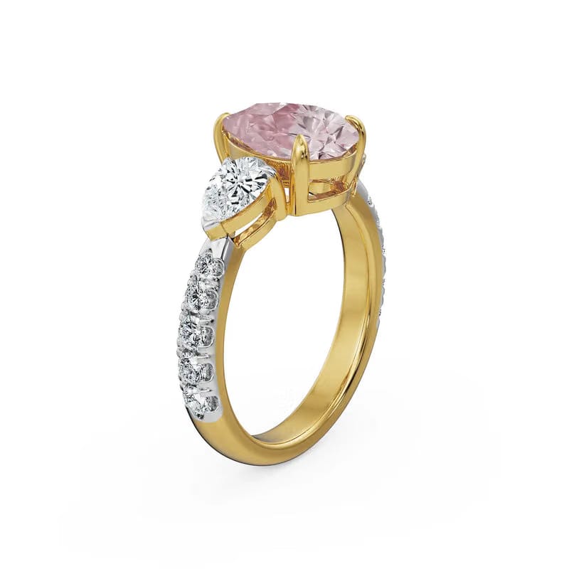 Rosy Teardrop Lab Grown Diamond Ring