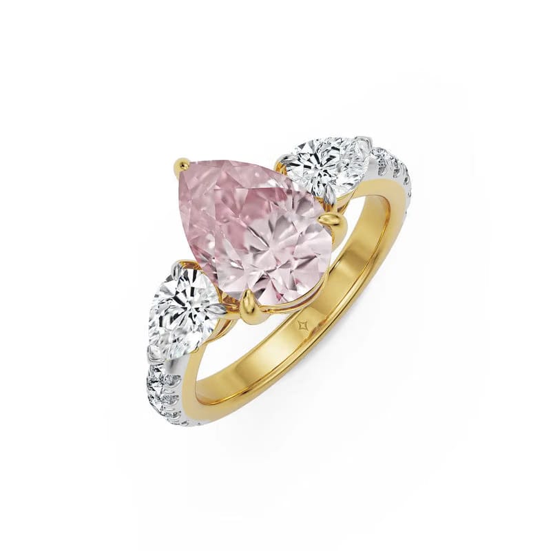 Rosy Teardrop Lab Grown Diamond Ring