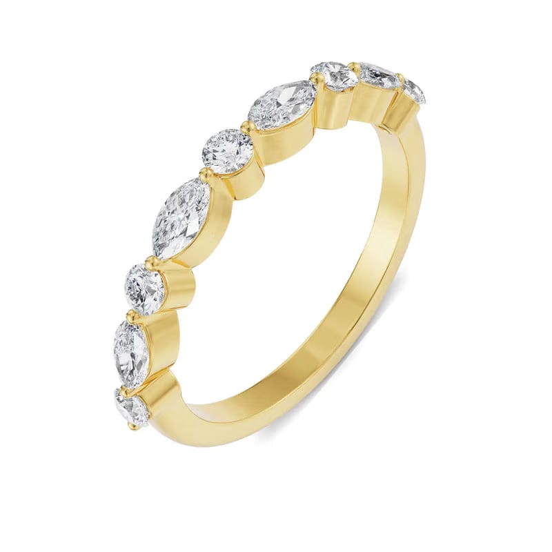 Round and Marquise Lab Grown Diamond Band
