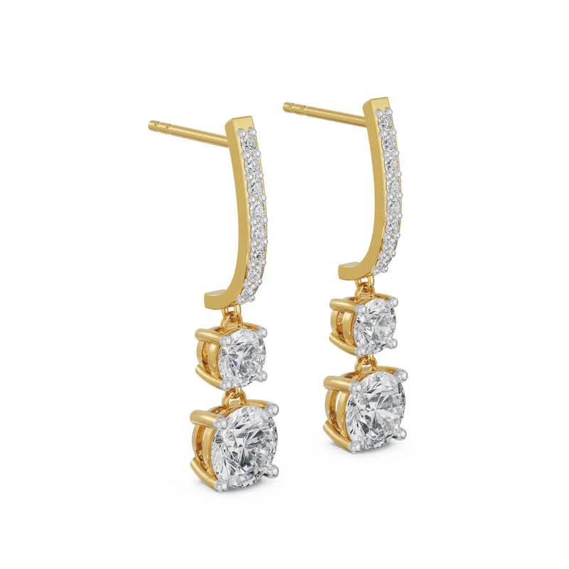 Round Brilliant Lab Grown Diamond Drop Earrings 9KT