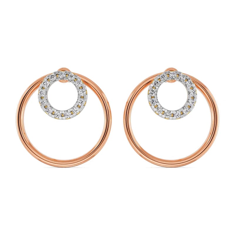Round in Round Lab Grown Diamond Earrings 9KT