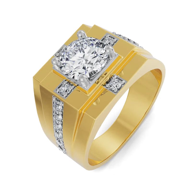 Round Lab Grown Diamond Ring for Men
