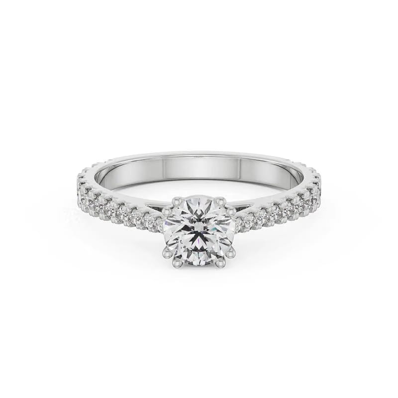Round Lab Grown Diamond Solitaire Halo Ring