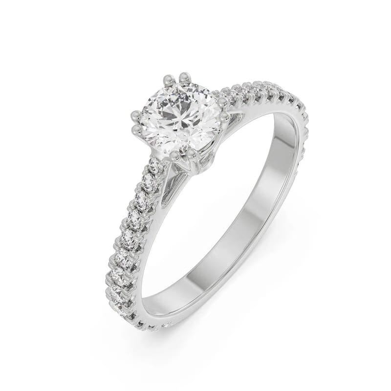 Round Lab Grown Diamond Solitaire Halo Ring