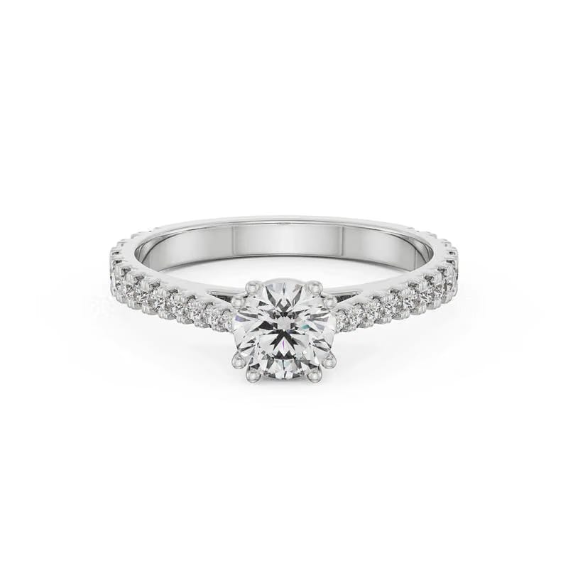 Round Lab Grown Diamond Solitaire Halo Ring 9KT