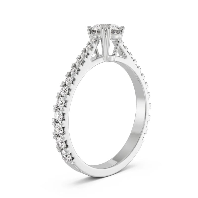 Round Lab Grown Diamond Solitaire Halo Ring 9KT