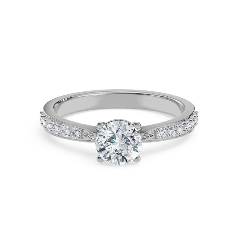 Round Sidestones Lab Diamond Engagement Ring
