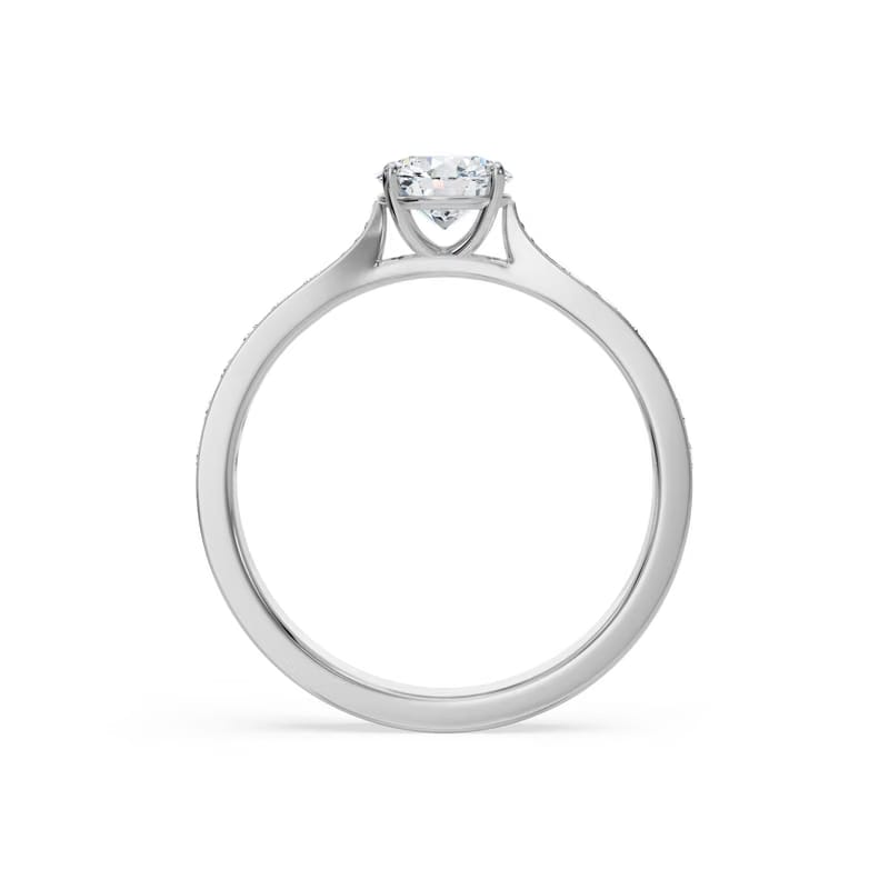 Round Sidestones Lab Diamond Engagement Ring