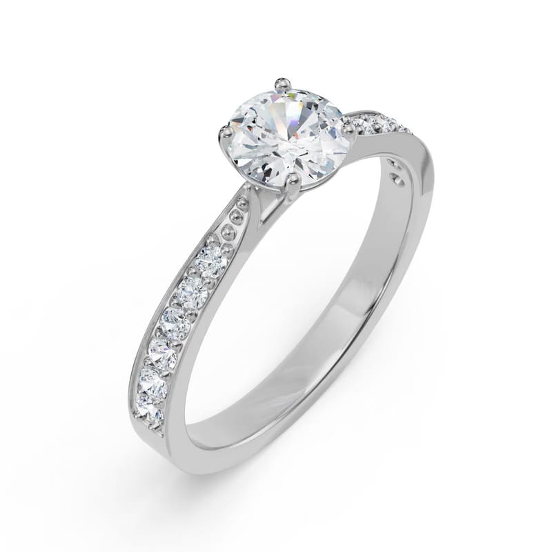 Round Sidestones Lab Diamond Engagement Ring 9KT