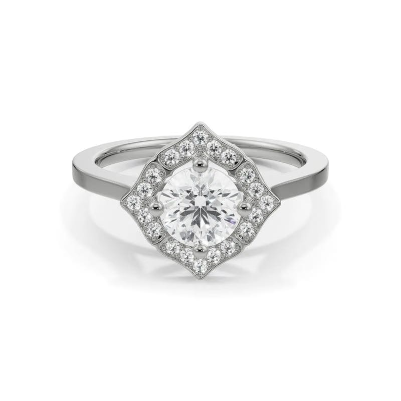 Round Stone Halo Lab Diamond Engagement Ring