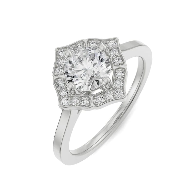Round Stone Halo Lab Diamond Engagement Ring