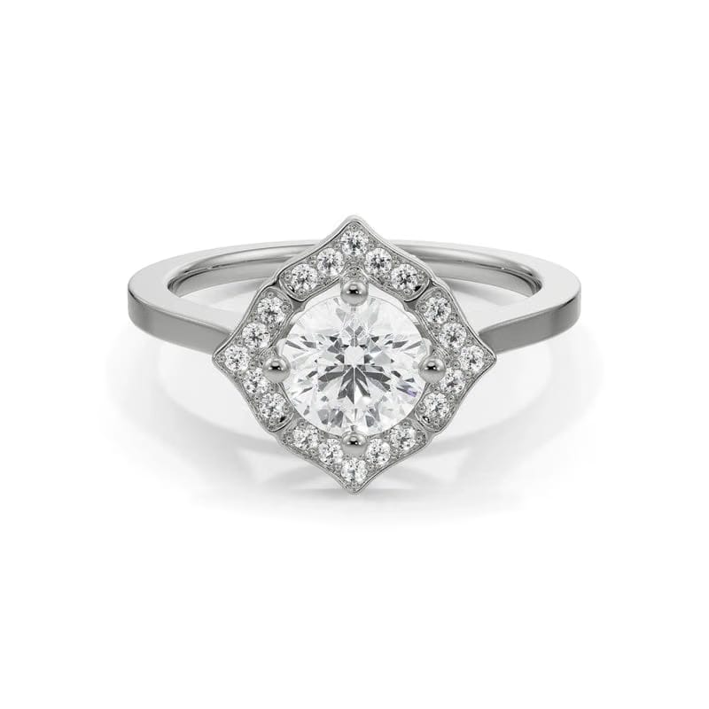 Round Stone Halo Lab Diamond Engagement Ring 9KT