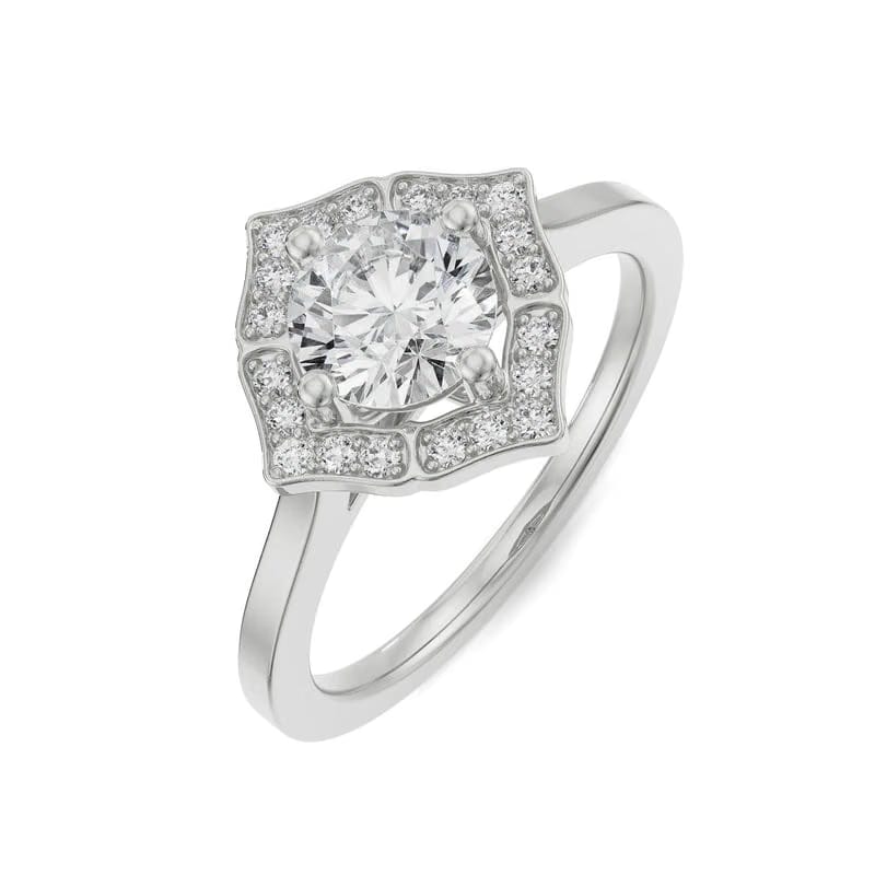Round Stone Halo Lab Diamond Engagement Ring 9KT