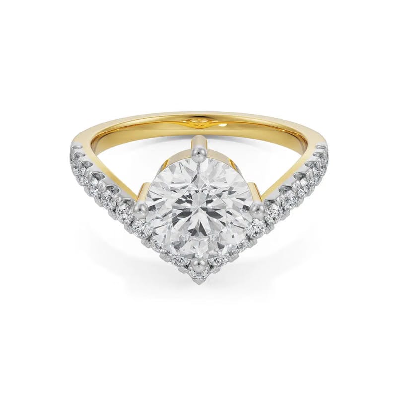 Round V Lab Grown Diamond Ring 9KT