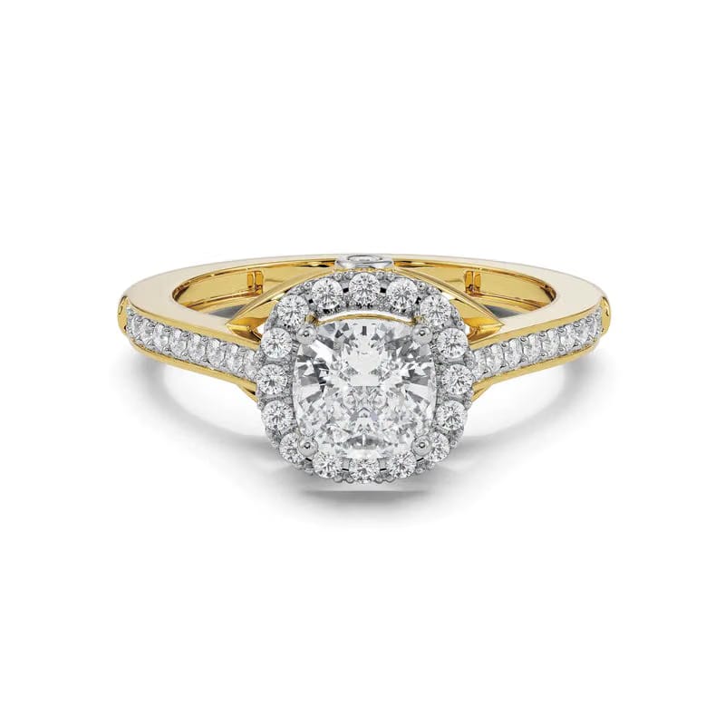 Royal Halo Lab Diamond Solitaire Engagement Ring