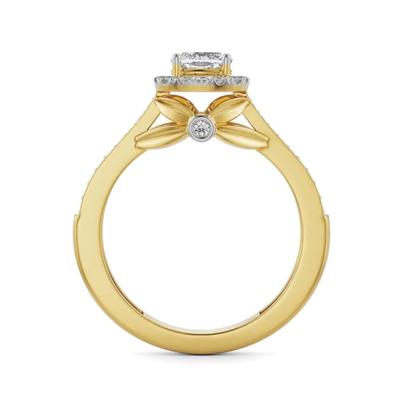 Royal Halo Lab Diamond Solitaire Engagement Ring
