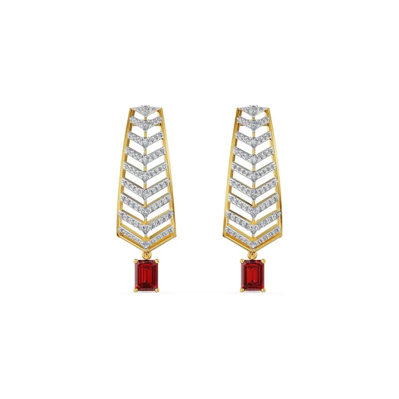 Ruby Drop Elegant Lab Grown Diamond Earrings