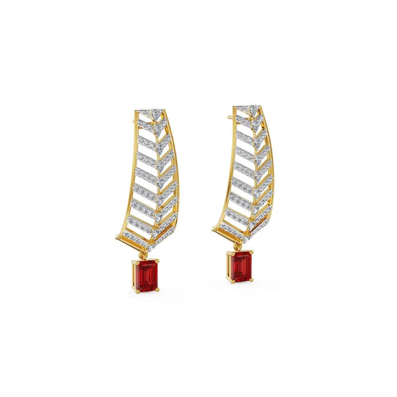 Ruby Drop Elegant Lab Grown Diamond Earrings
