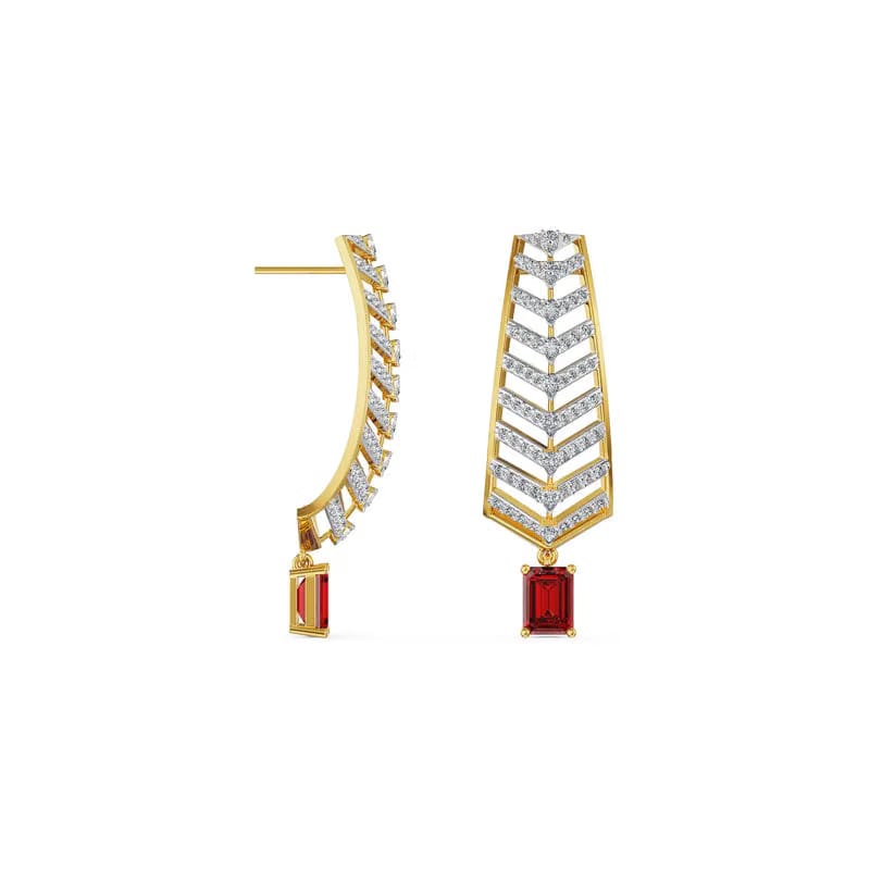 Ruby Drop Elegant Lab Grown Diamond Earrings