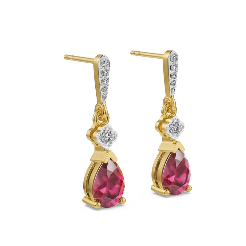 Ruby Drop Lab Grown Diamond Earrings
