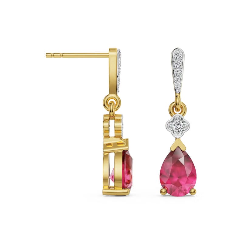 Ruby Drop Lab Grown Diamond Earrings 9KT