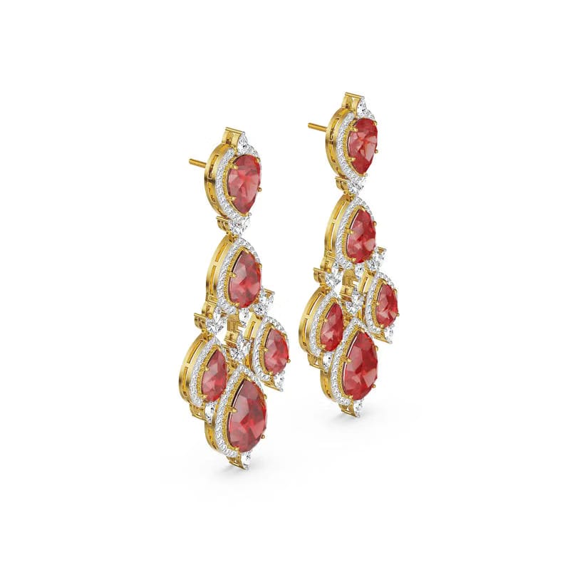Ruby Pear Lab Diamond Dangle Earrings_in_stock