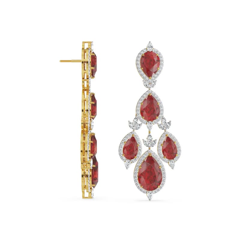 Ruby Pear Lab Diamond Dangle Earrings_in_stock