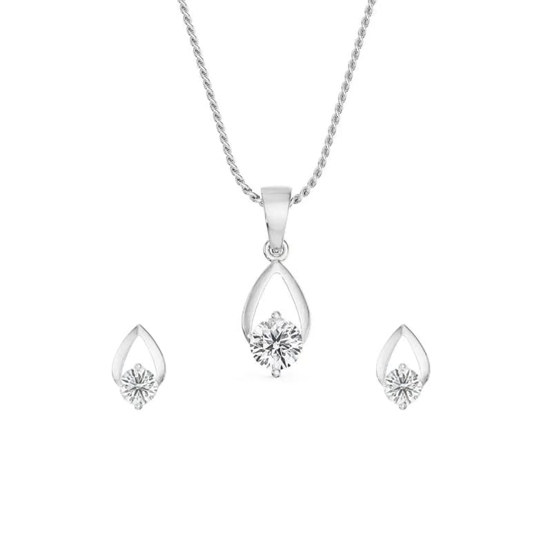 Shimmering Dainty Round Lab Diamond Pendant Set