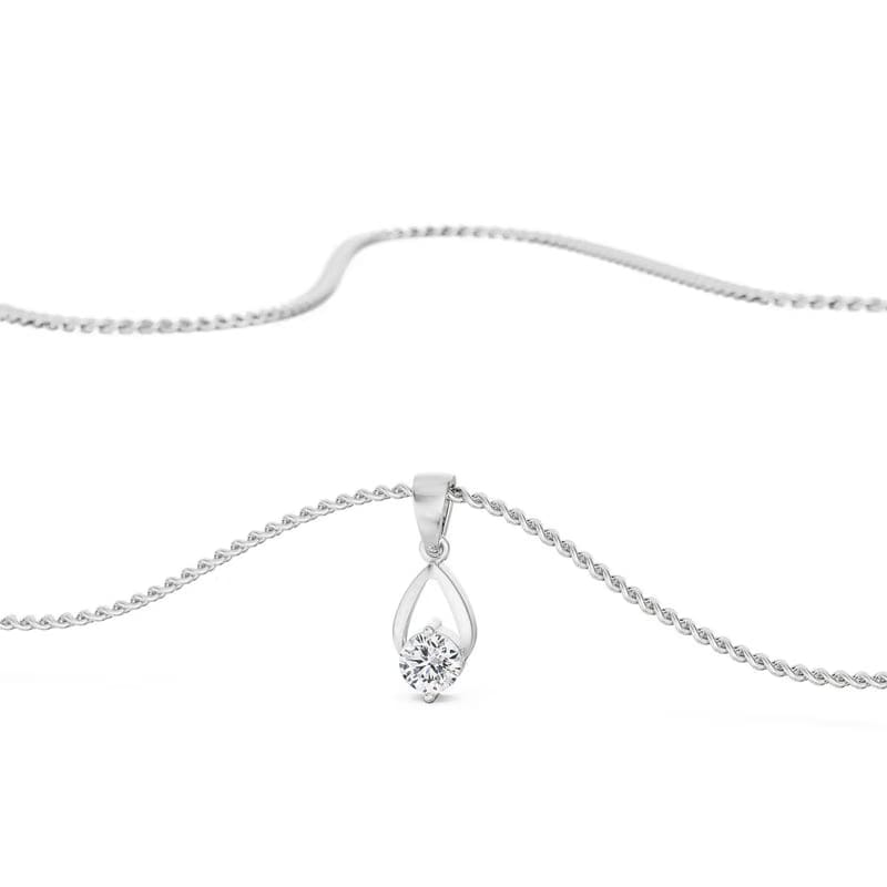 Shimmering Dainty Round Lab Diamond Pendant Set