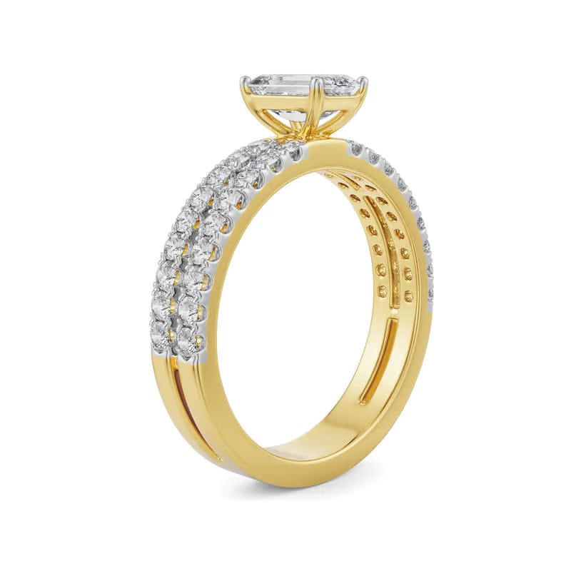 Shimmering Emerald Lab Diamond Engagemnt Ring_in-stock