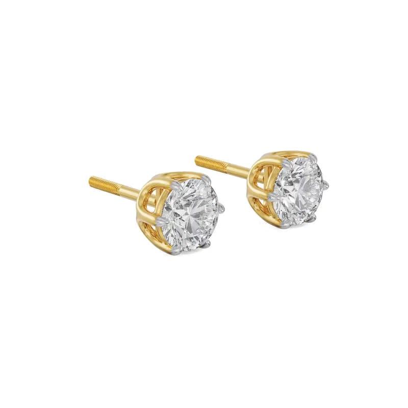 Six Prong 2 CT Lab Grown Diamond Studs