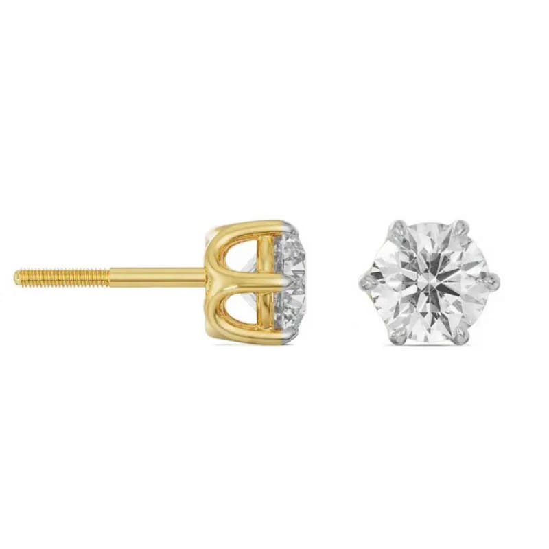 Six Prong 3 CT Lab Grown Diamond Studs